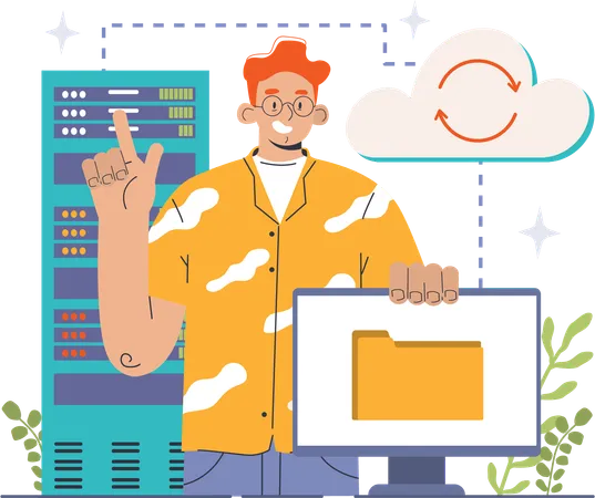 Cloud data management server engineer  Illustration