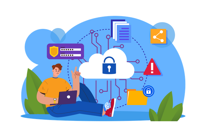 Cloud data security Illustration