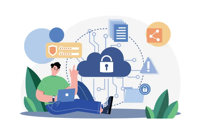 Cloud data security  Illustration