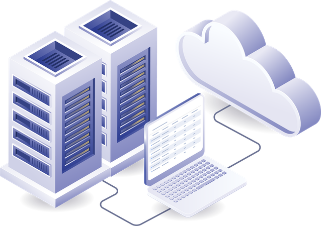 Cloud data server computer  Illustration