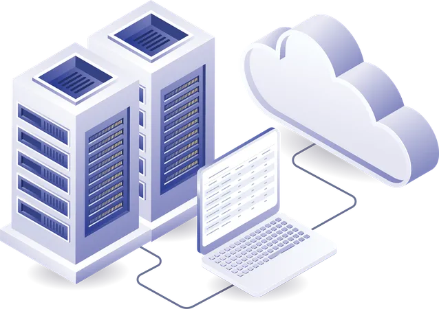 Cloud data server computer  Illustration