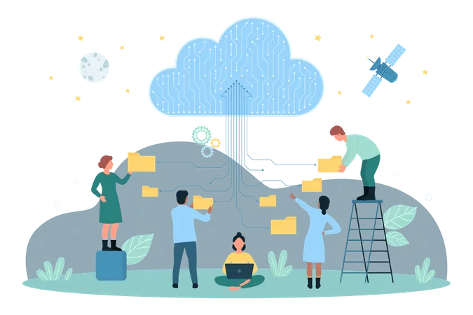 Cloud data storage  Illustration