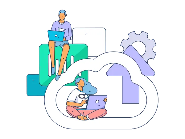 Cloud data uploaded by employee  Illustration