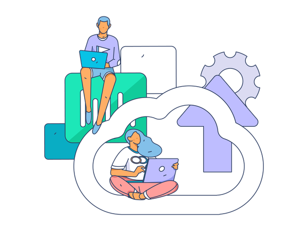 Cloud data uploaded by employee  Illustration