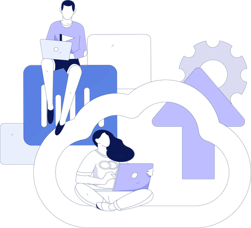 Cloud data uploaded by employee  Illustration