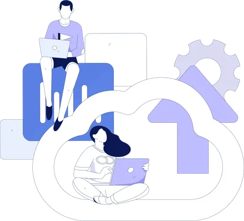 Cloud data uploaded by employee  Illustration