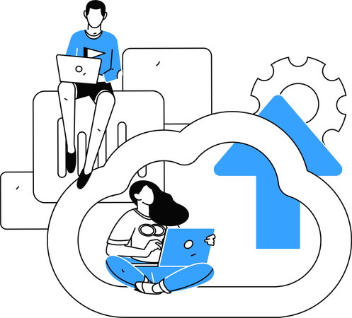 Cloud data uploaded by employee  Illustration