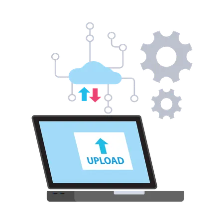 Cloud data uploading and data management  Illustration