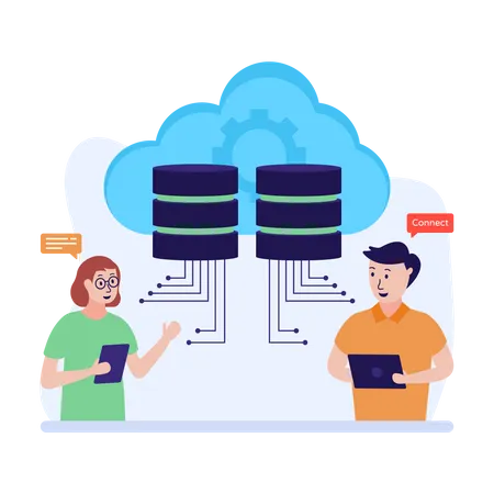 Have A Look At This Editable Flat Illustration Of Cloud Database イラスト