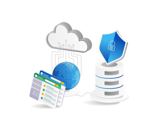 Cloud database security  Illustration