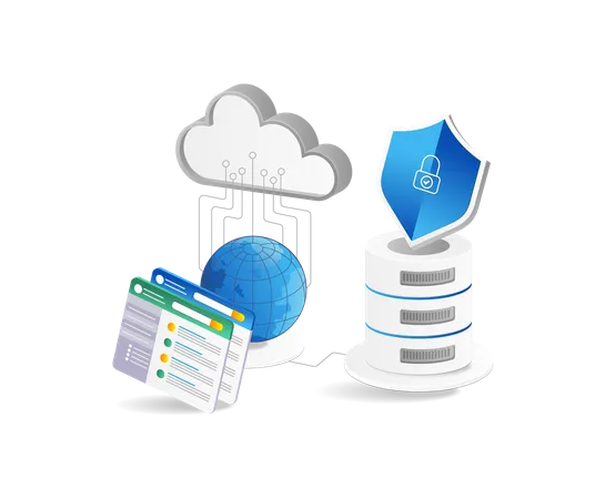 Cloud database security  Illustration