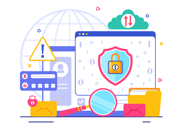 Cloud-Datenschutz vor Cyber-Bedrohungen  Illustration