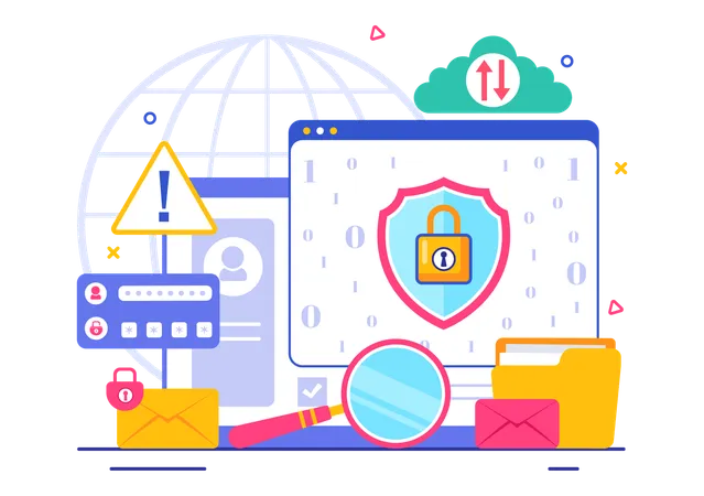 Cloud-Datenschutz vor Cyber-Bedrohungen  Illustration