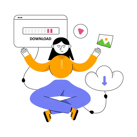 Cloud Downloading  Illustration