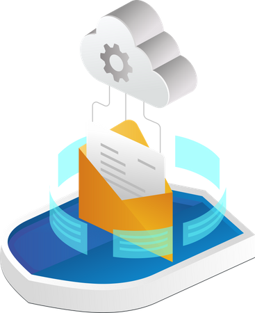 Cloud email processing Illustration