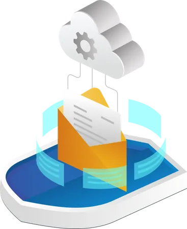 Email Data Security On Cloud Server Illustration
