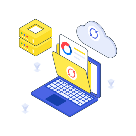 Cloud Folder with Data Backup  Illustration