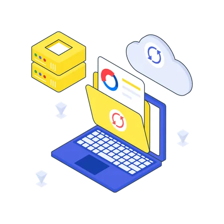 Cloud Folder with Data Backup  Illustration