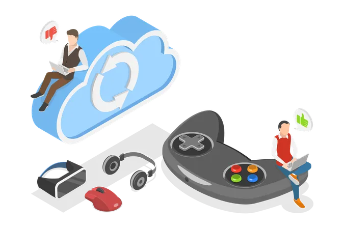 3 D Isometric Flat Vector Conceptual Illustration Of Cloud Gaming Online Platform AI Solution Illustration