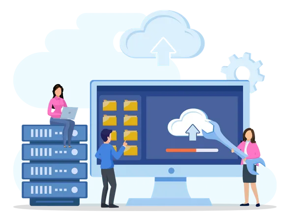 Cloud Storage Concept Data Center Hosting Server Storage Big Data Flat Vector Illustration