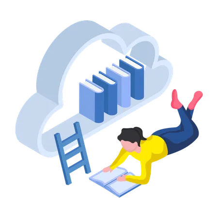 An Editable Design Illustration Of Cloud Library Illustration