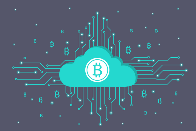 Cloud Mining Bitcoin Cryptocurrency  Illustration