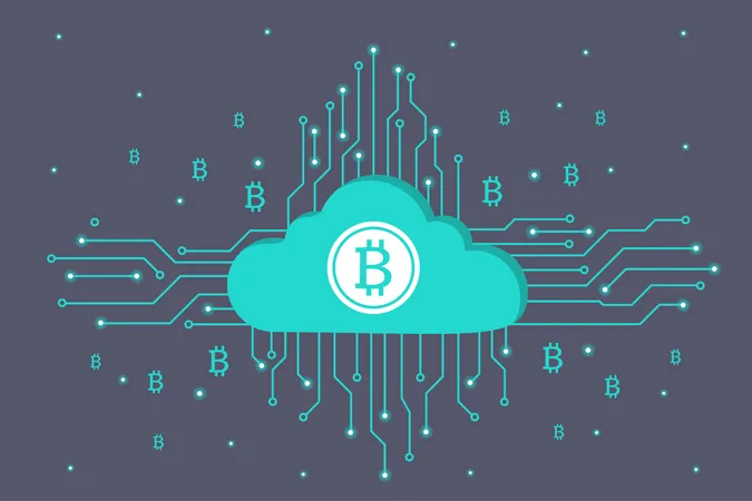 Cloud Mining Bitcoin Cryptocurrency  Illustration