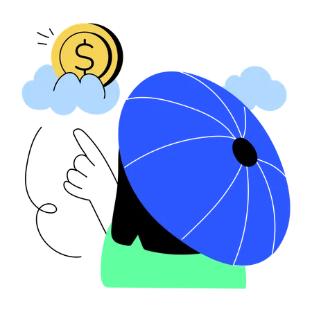 Easy To Edit Doodle Mini Illustration Depicting Cloud Money Illustration