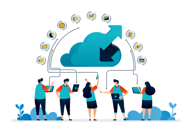 Cloud Network Sharing Activity  Illustration