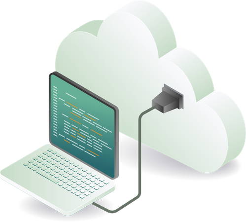 Cloud-Netzwerk- und Computerserver-Programmierer  Illustration