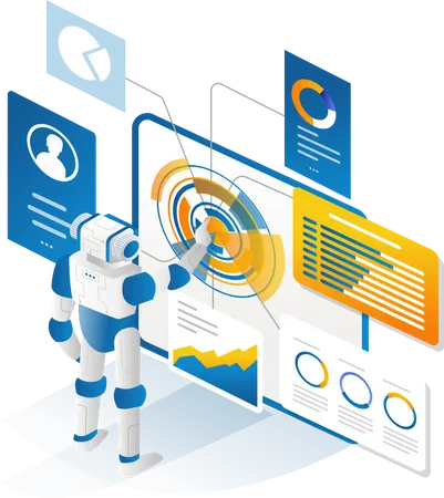 Cloud robot doing analysis  Illustration