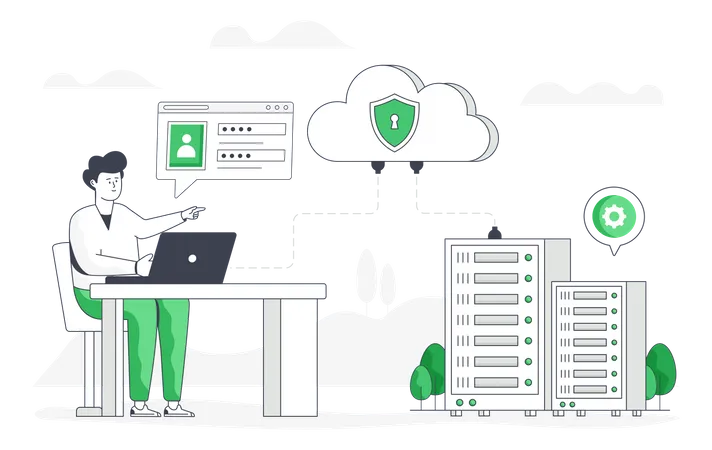 Download Premium Flat Illustration Of Cloud Security Illustration