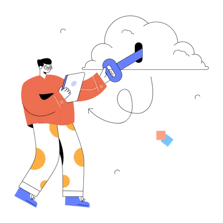 An Editable Flat Illustration Of Cloud Security Illustration