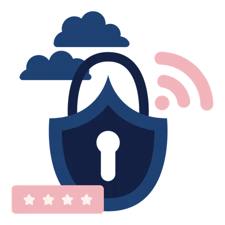 Security Padlock With Cloud And Wifi Signal Vector Illustration In Flat Style With Safer Internet Theme Editable Vector Illustration 일러스트레이션