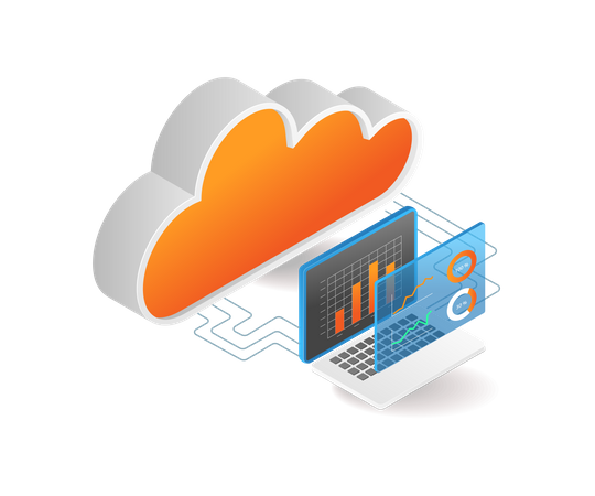 Cloud server analysis data program management  Illustration