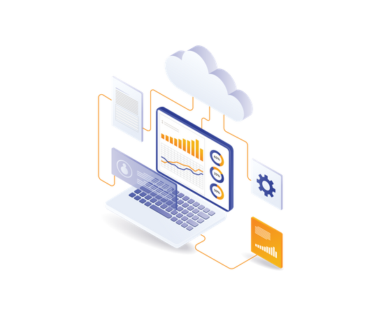 Cloud server analysis management  Illustration