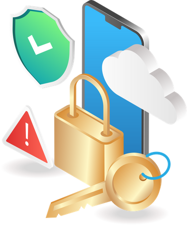 Cloud server application security warning  Illustration