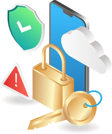 Cloud server application security warning  Illustration