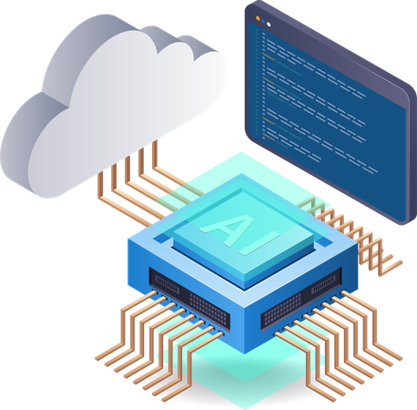 Cloud server artificial intelligence technology  Illustration