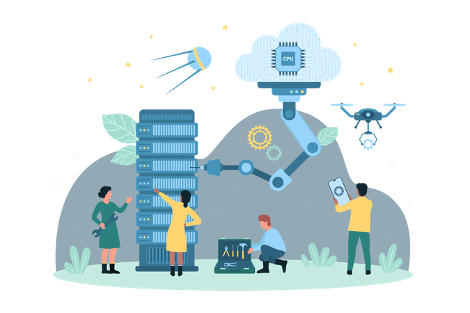 Cloud server automation process  Illustration