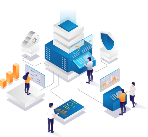 Cloud server business analytics  Illustration