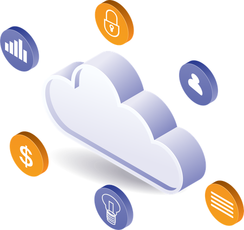 Cloud server business data management  Illustration