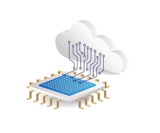 Cloud server chip network Illustration