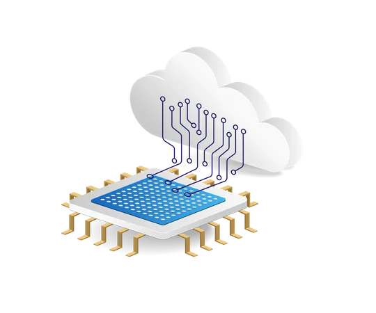 Cloud server chip network Illustration