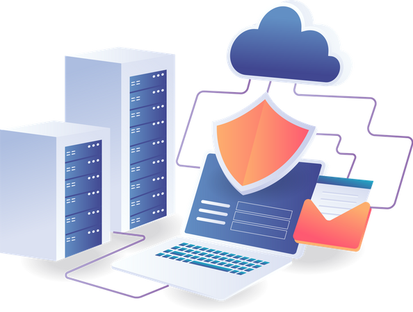 Cloud server computer data security network Illustration
