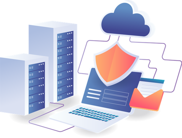 Cloud-Server-Computerdaten-Sicherheitsnetzwerk  Illustration