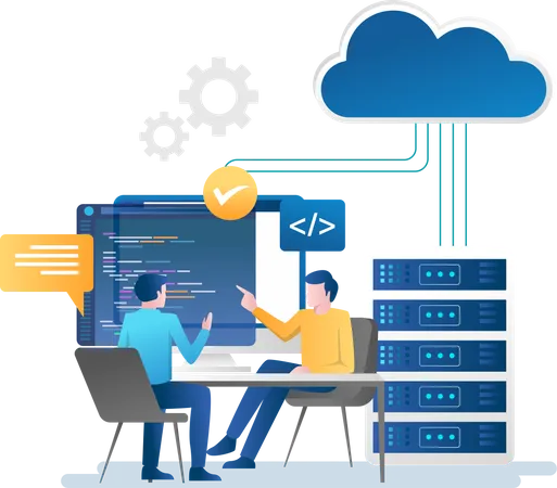 Cloud server consultation for storing data  Illustration