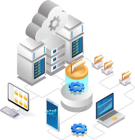 Cloud server data analysis Illustration