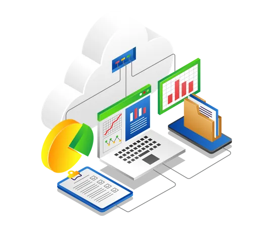 Cloud server data analysis Illustration