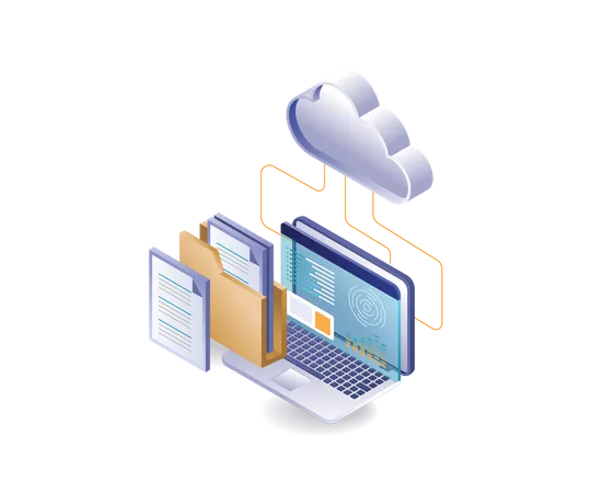 Cloud server data analysis control  Illustration